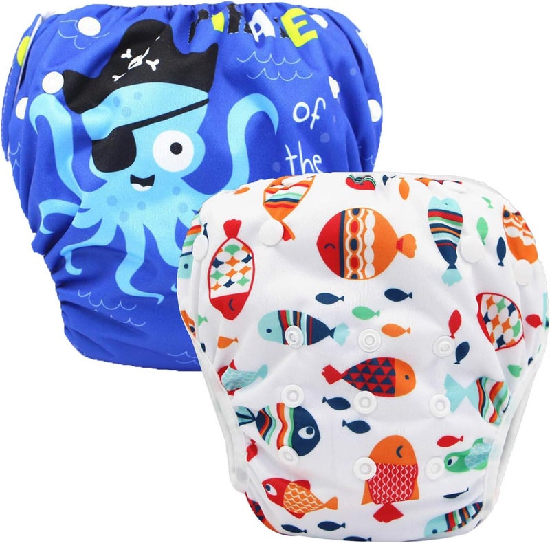 storeofbaby Reusable Swim Diapers Covers Waterproof Swimming Pants for 8-36lbs Unisex Baby Pack of 2 - Image 1